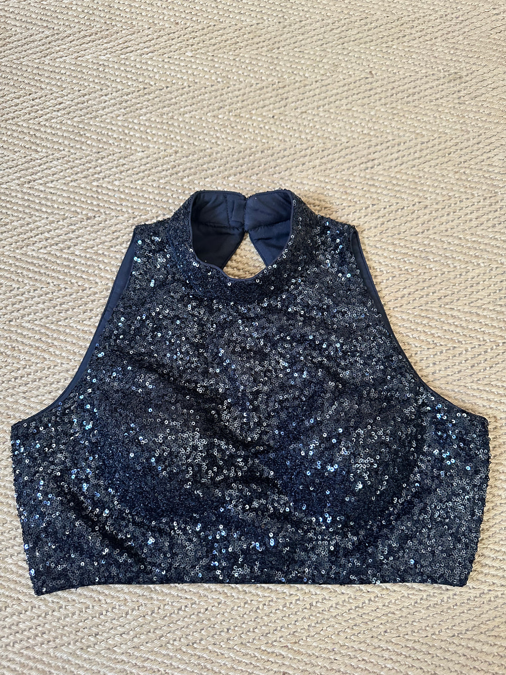 Black sequins halterneck blouse