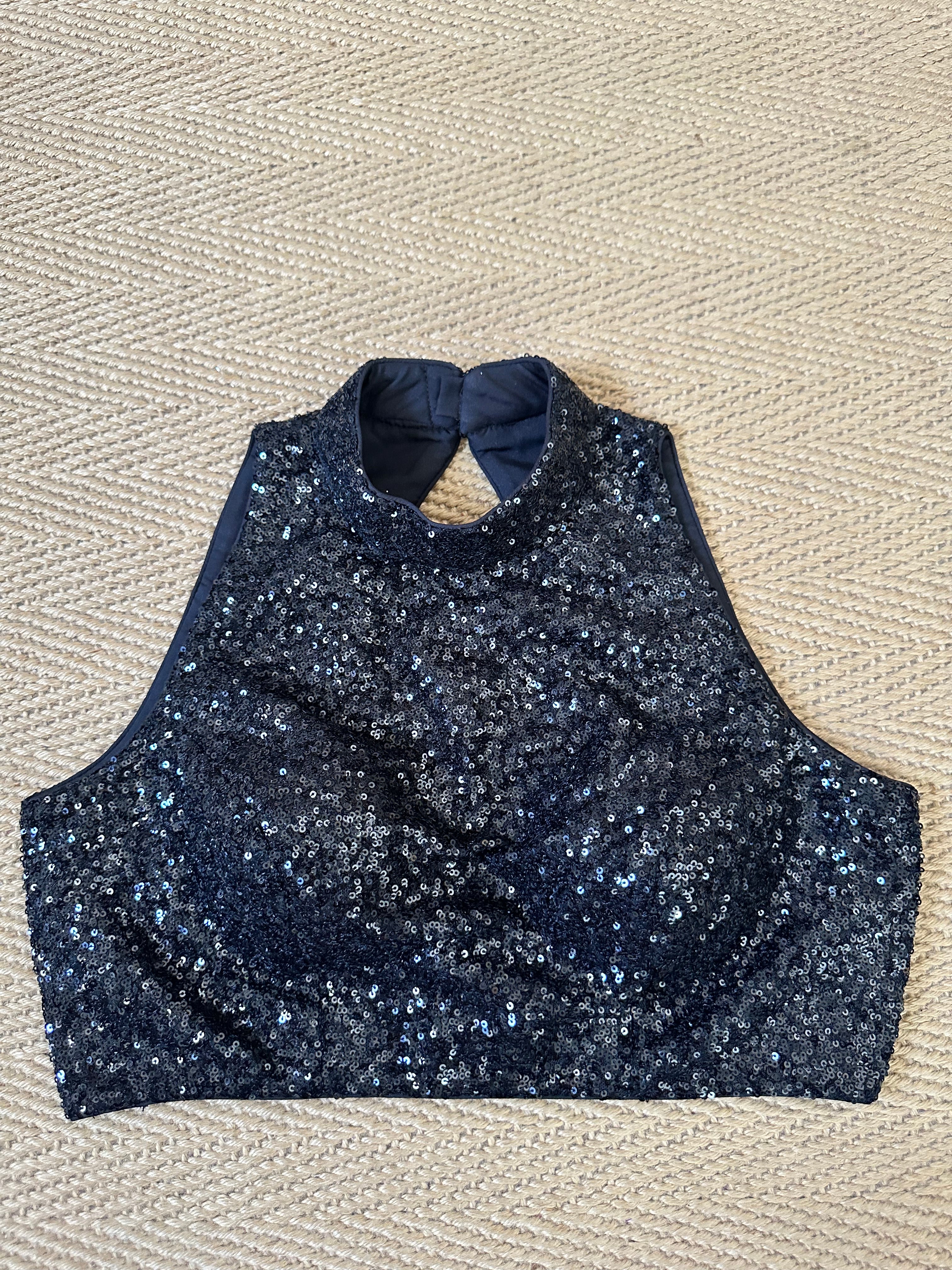 Black sequins halterneck blouse