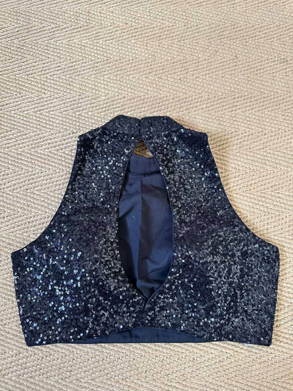Black sequins halterneck blouse