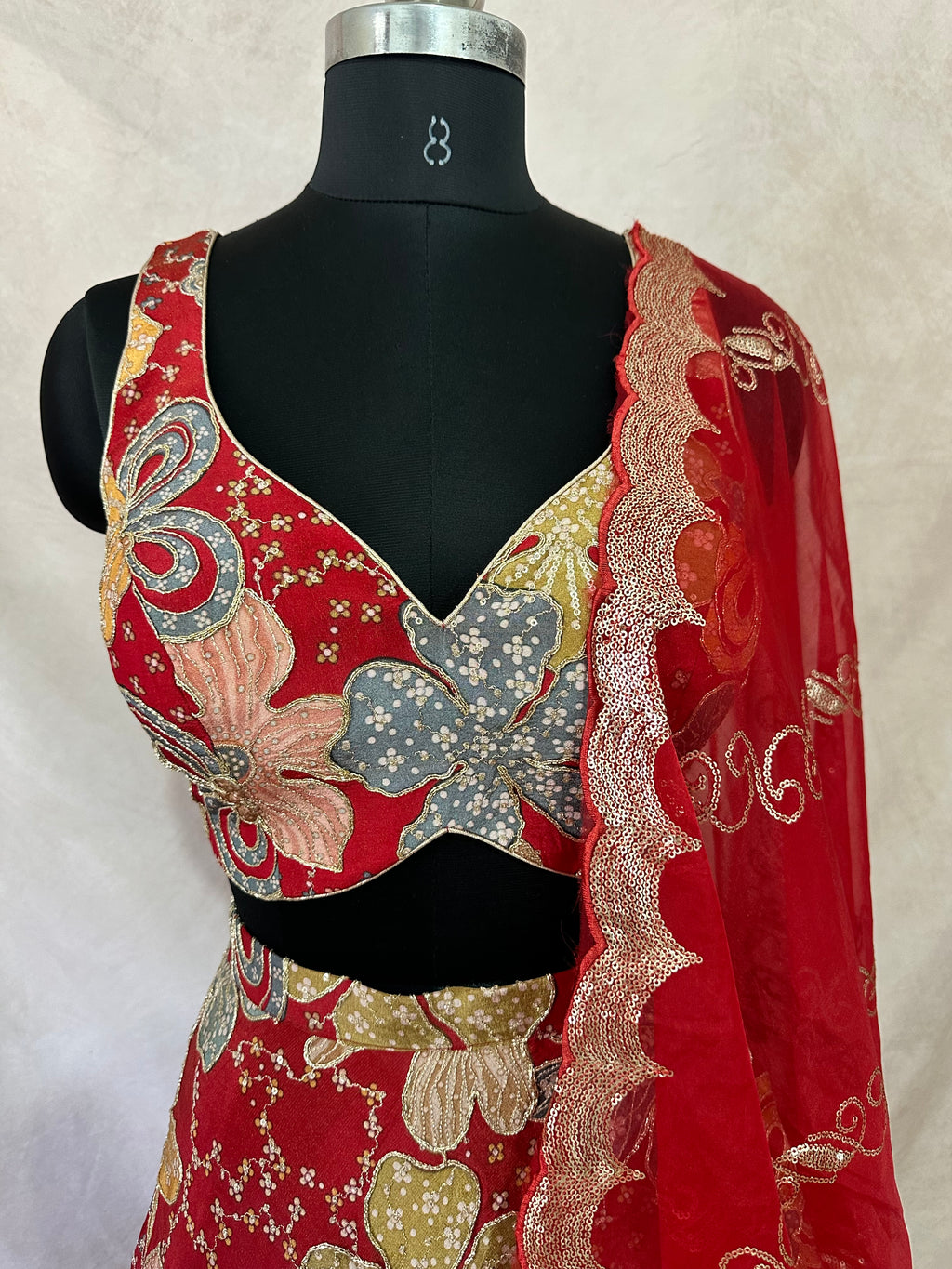 Red Designer lehanga