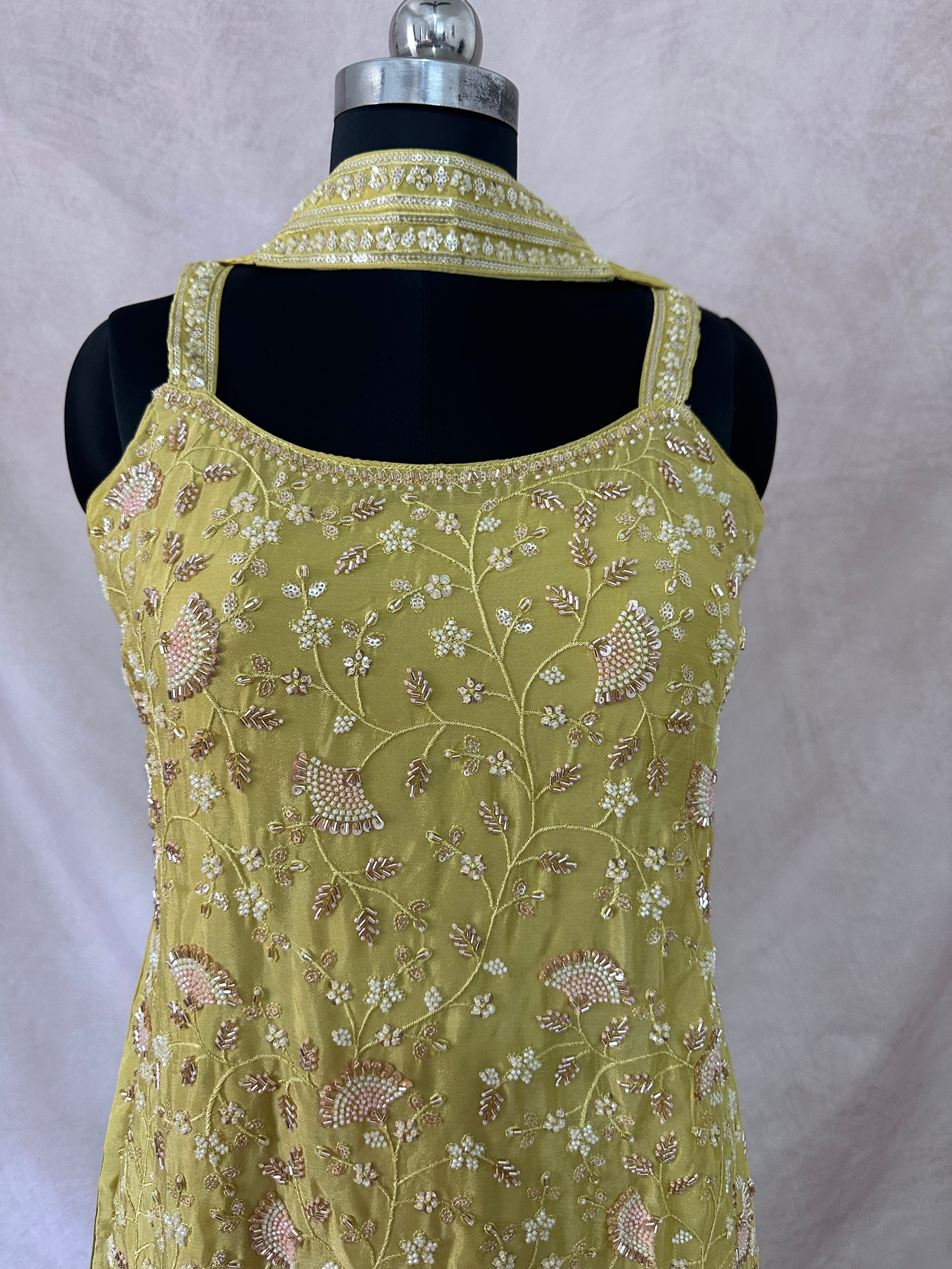 Yellow kurti and palazzo set