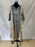 Cream mashru silk kurti with ajrakh hand block print