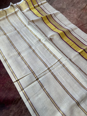 Tissue set mundu with maroon borders