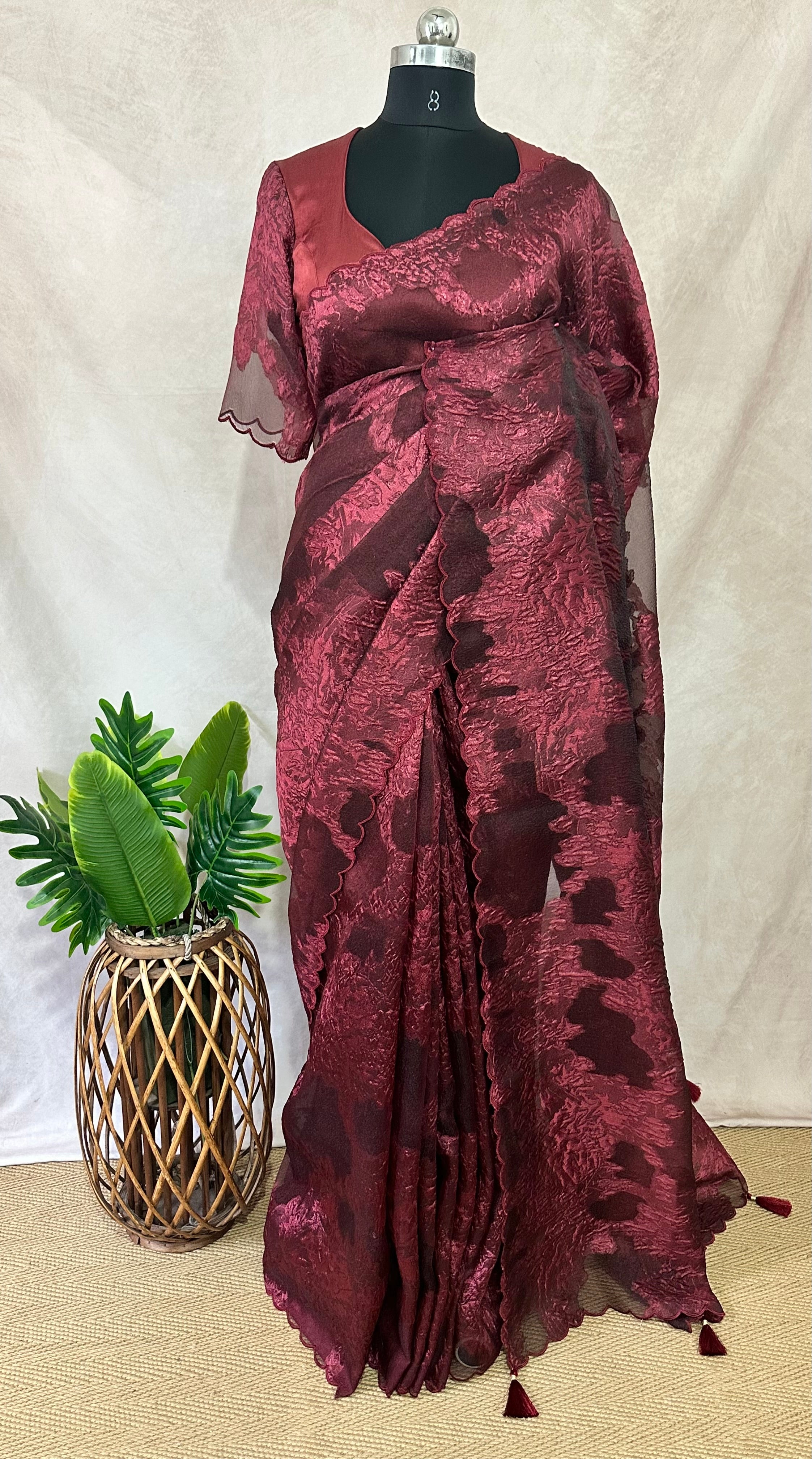 Turkkish organza saree with stitched blouse
