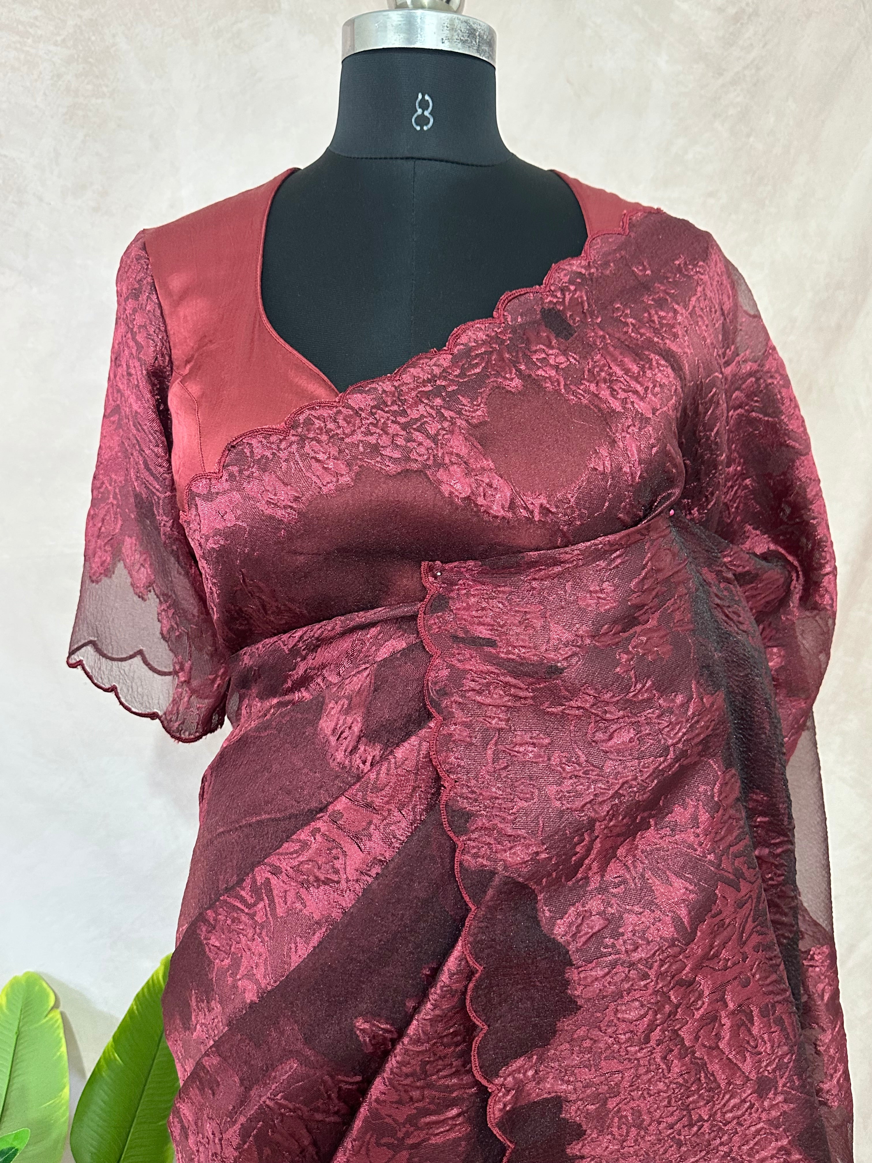Turkkish organza saree with stitched blouse