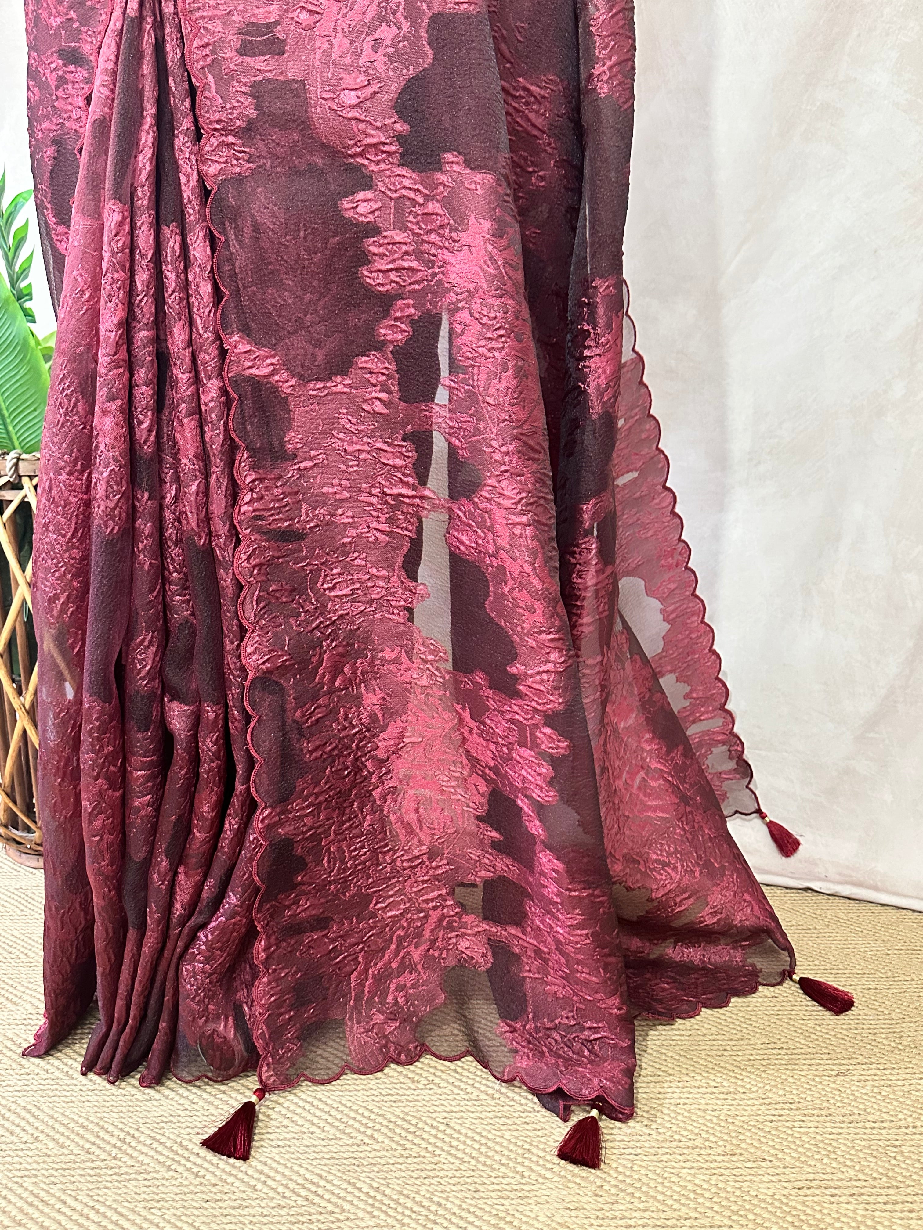 Turkkish organza saree with stitched blouse