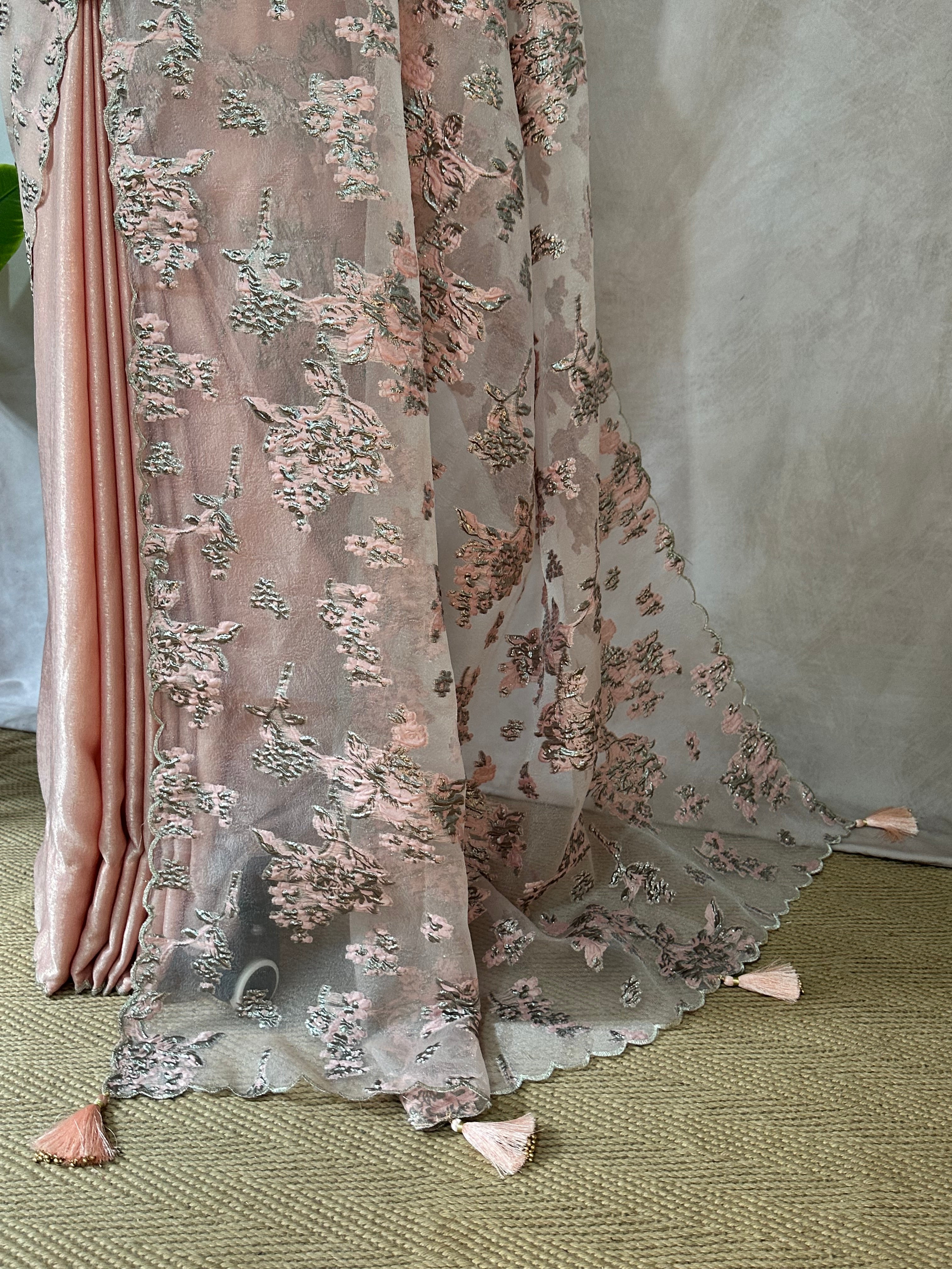 Turkkish organza saree with stitched blouse