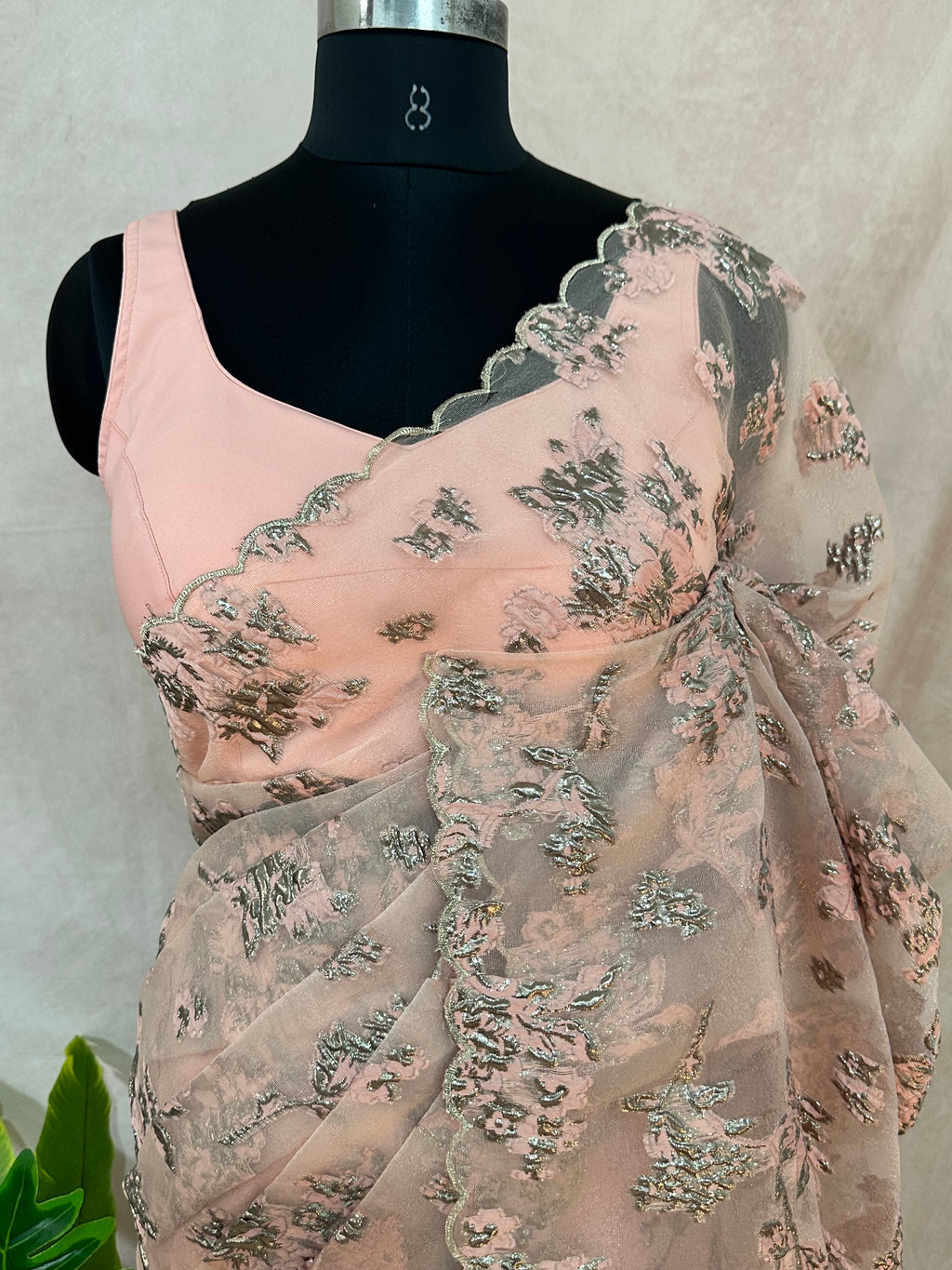 Turkkish organza saree with stitched blouse