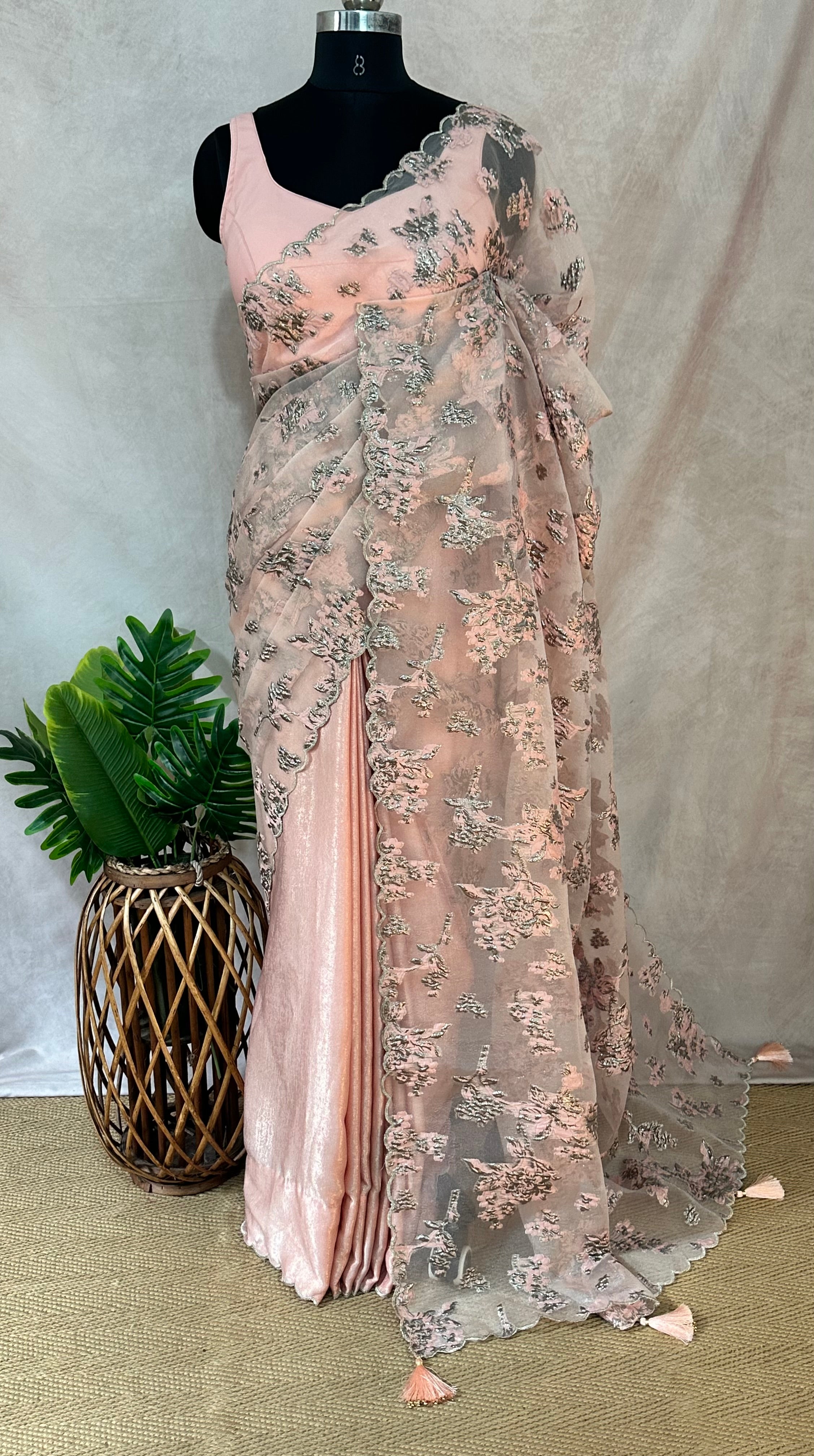 Turkkish organza saree with stitched blouse