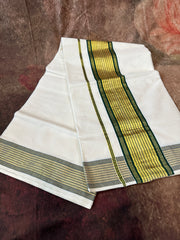 Set saree with bottle green and gold border