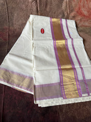 Set saree with lilac and gold border