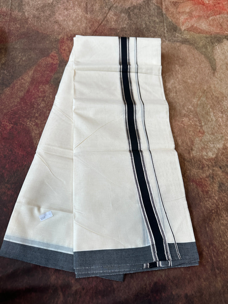 Black and silver border mundu