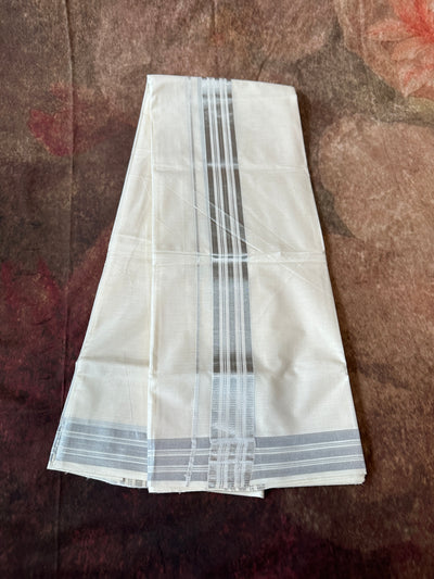 Silver border mundu