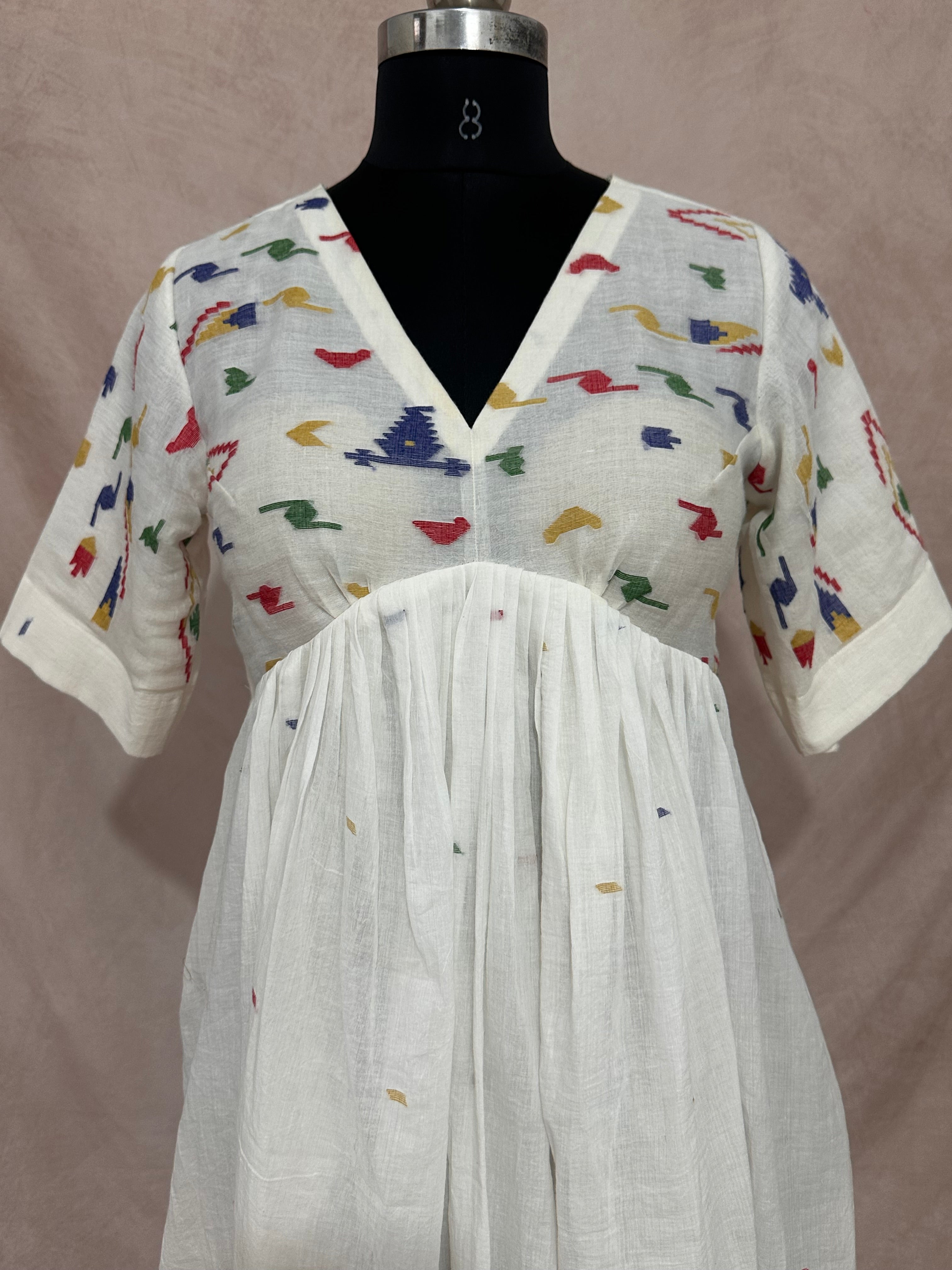 Handloom jamdani cotton dress