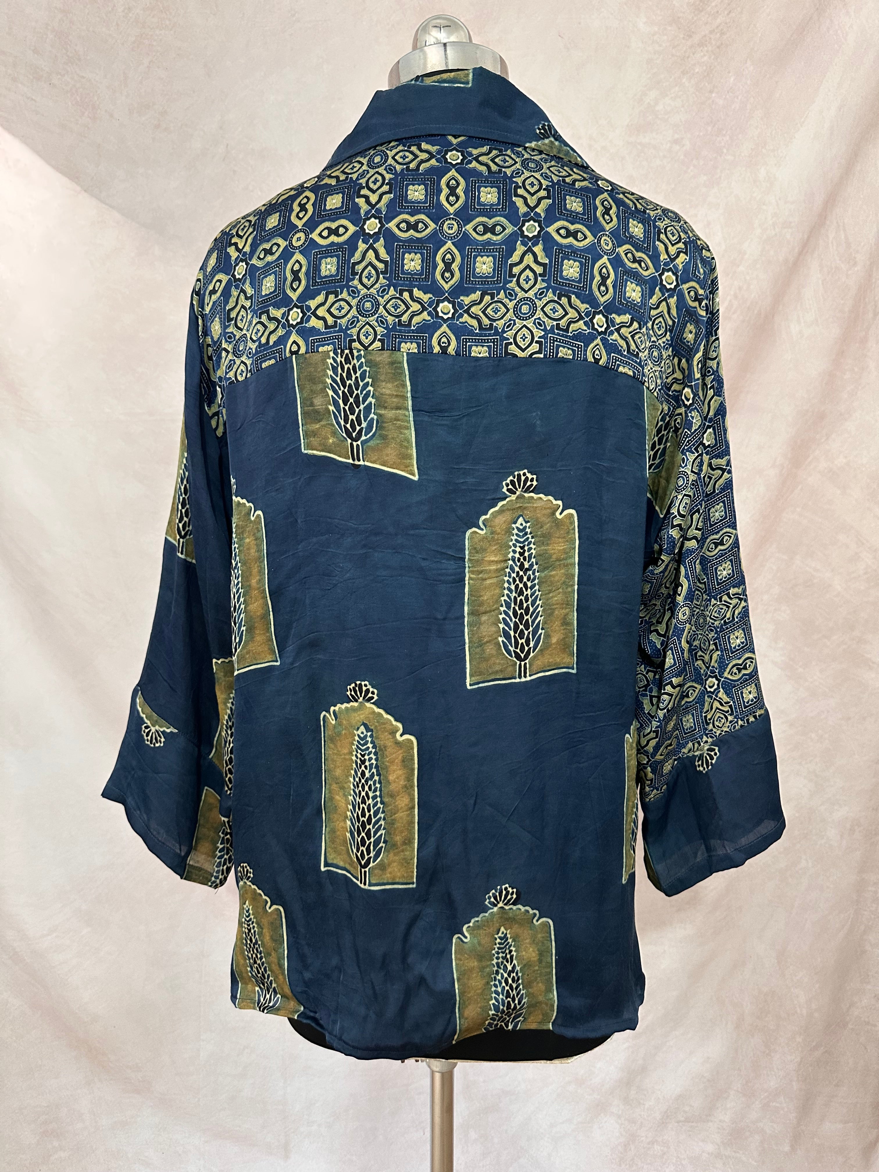 Pure Modal silk shirt with hand block print
