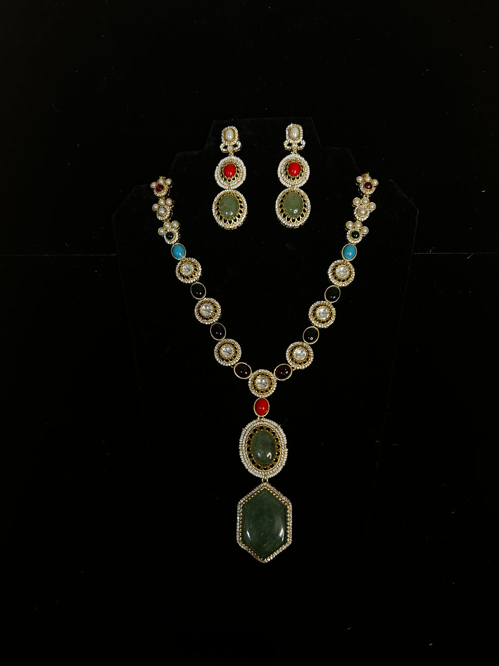 Designer replica necklace with multi color stones