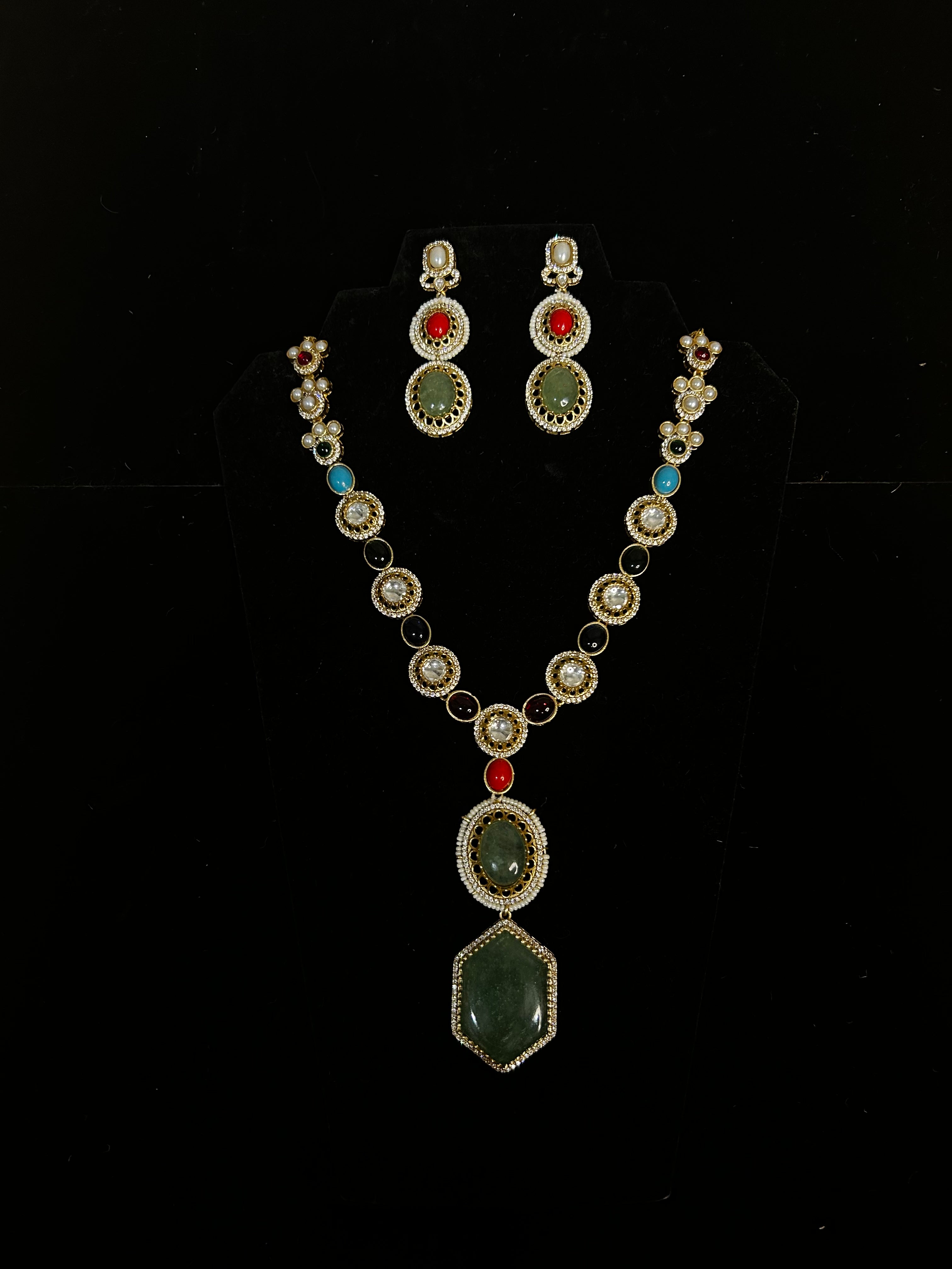 Designer replica necklace with multi color stones