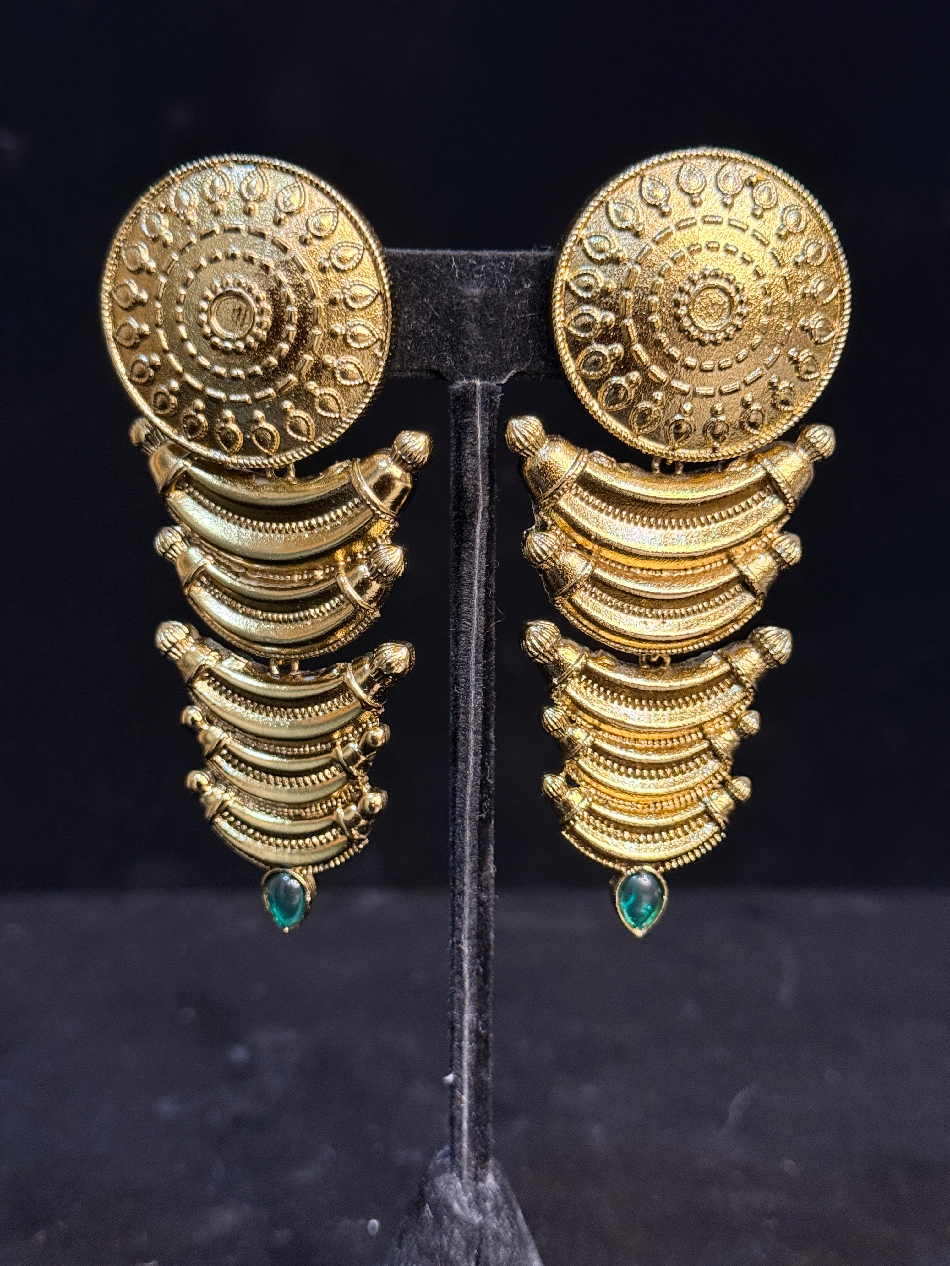 Designer earring with green stone