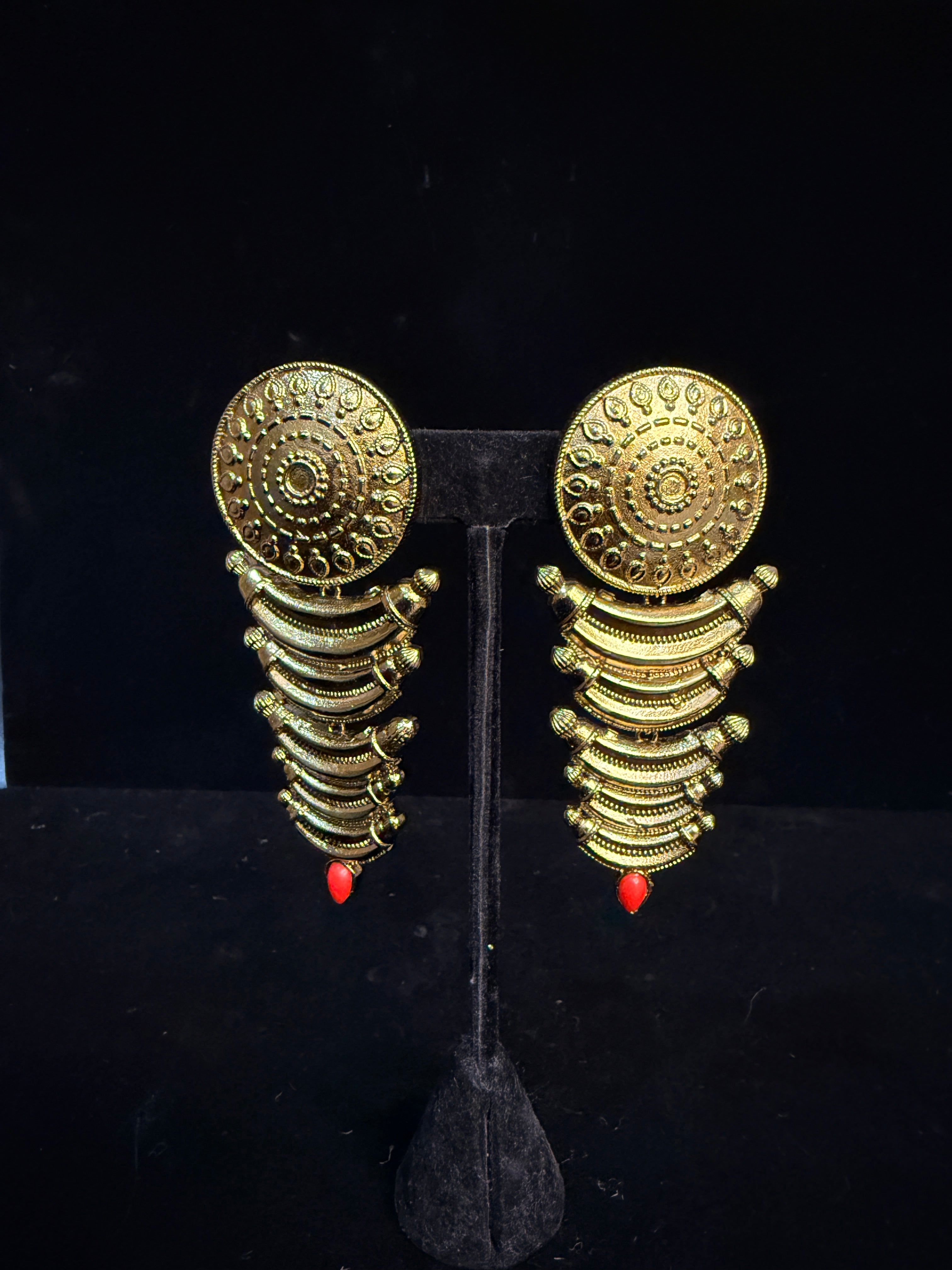Designer earring with coral stone
