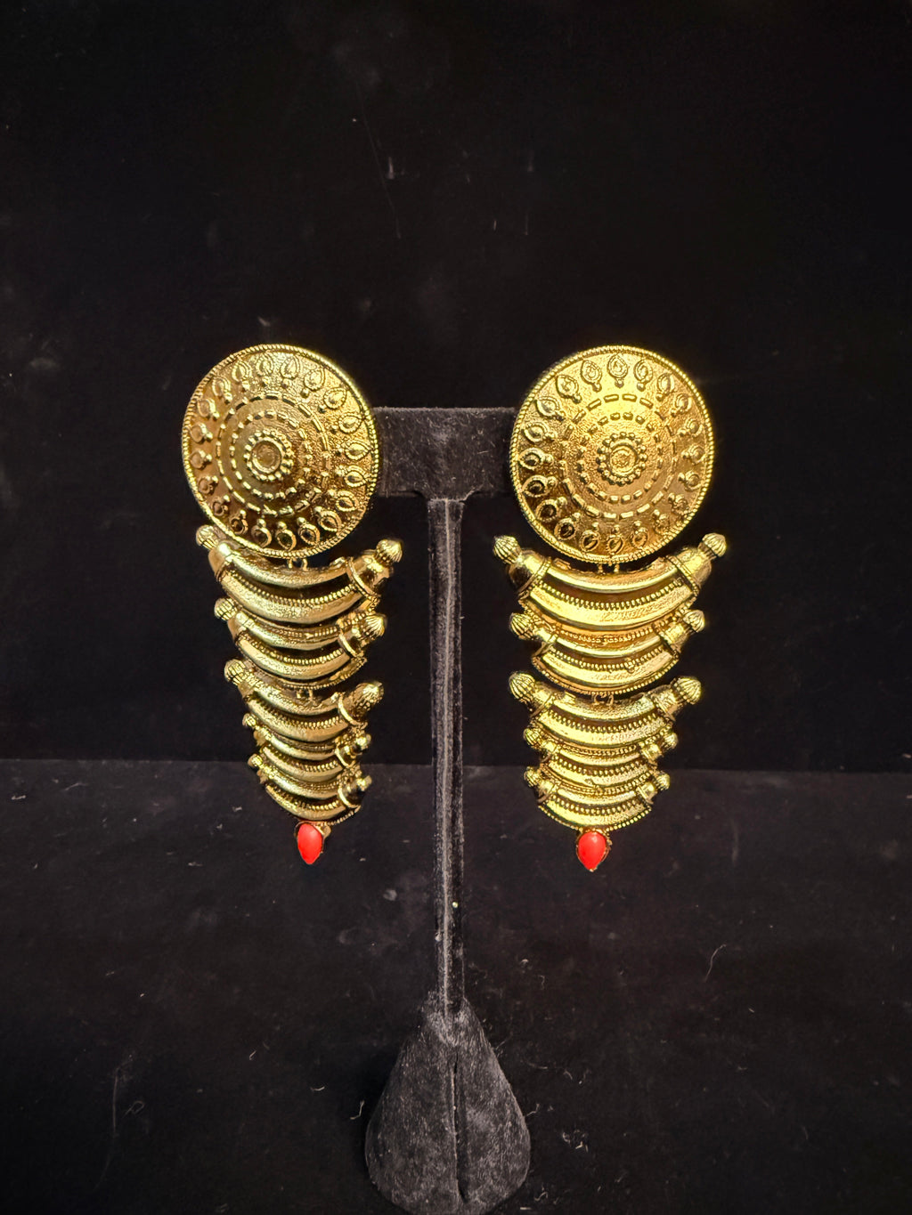 Designer earring with coral stone