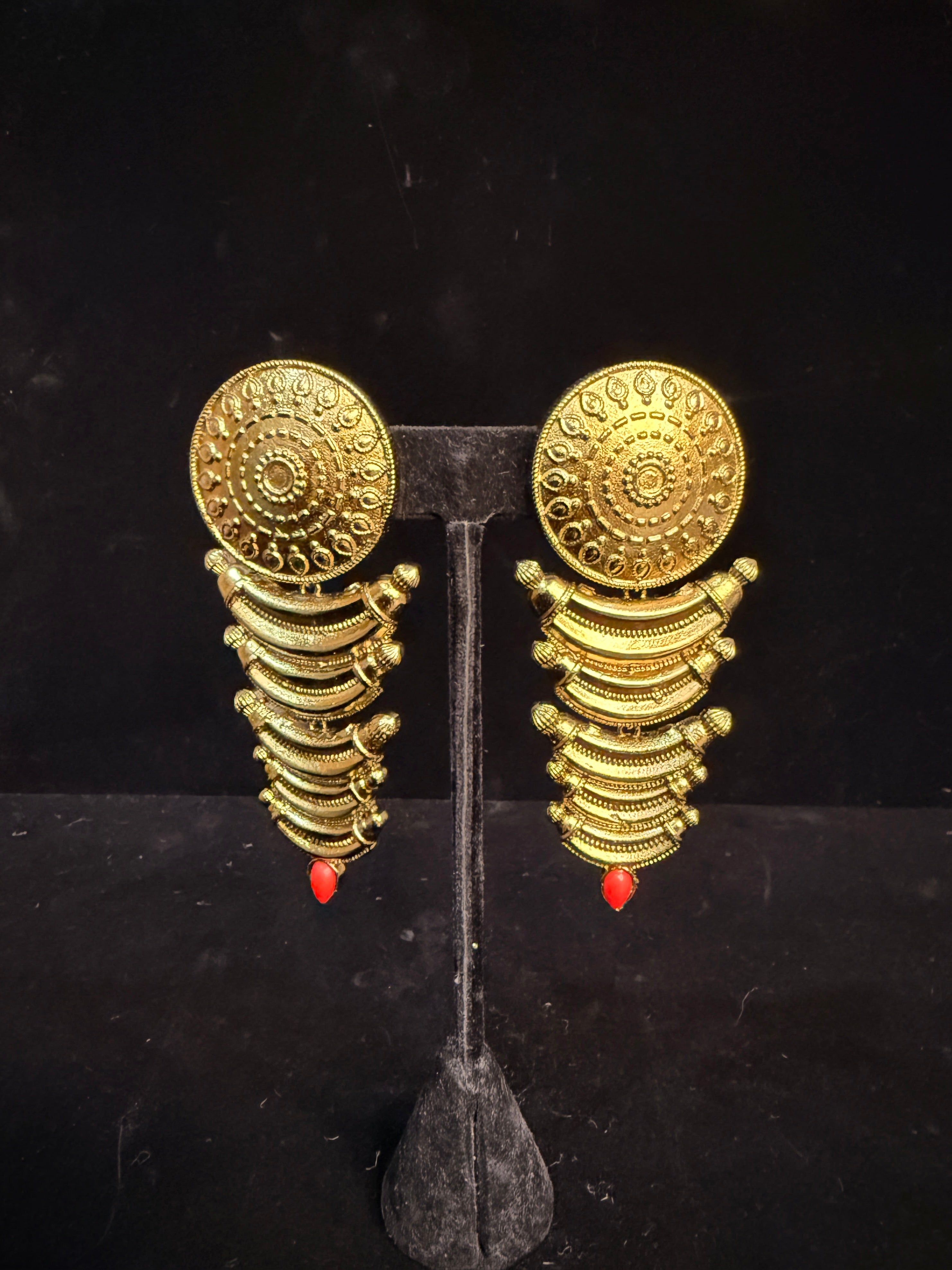 Designer earring with coral stone