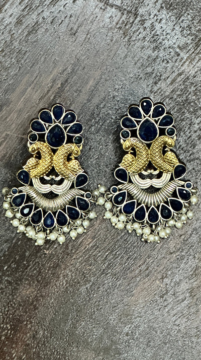 Dual tone Studs with ruby stone