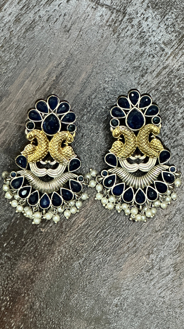 Dual tone Studs with ruby stone