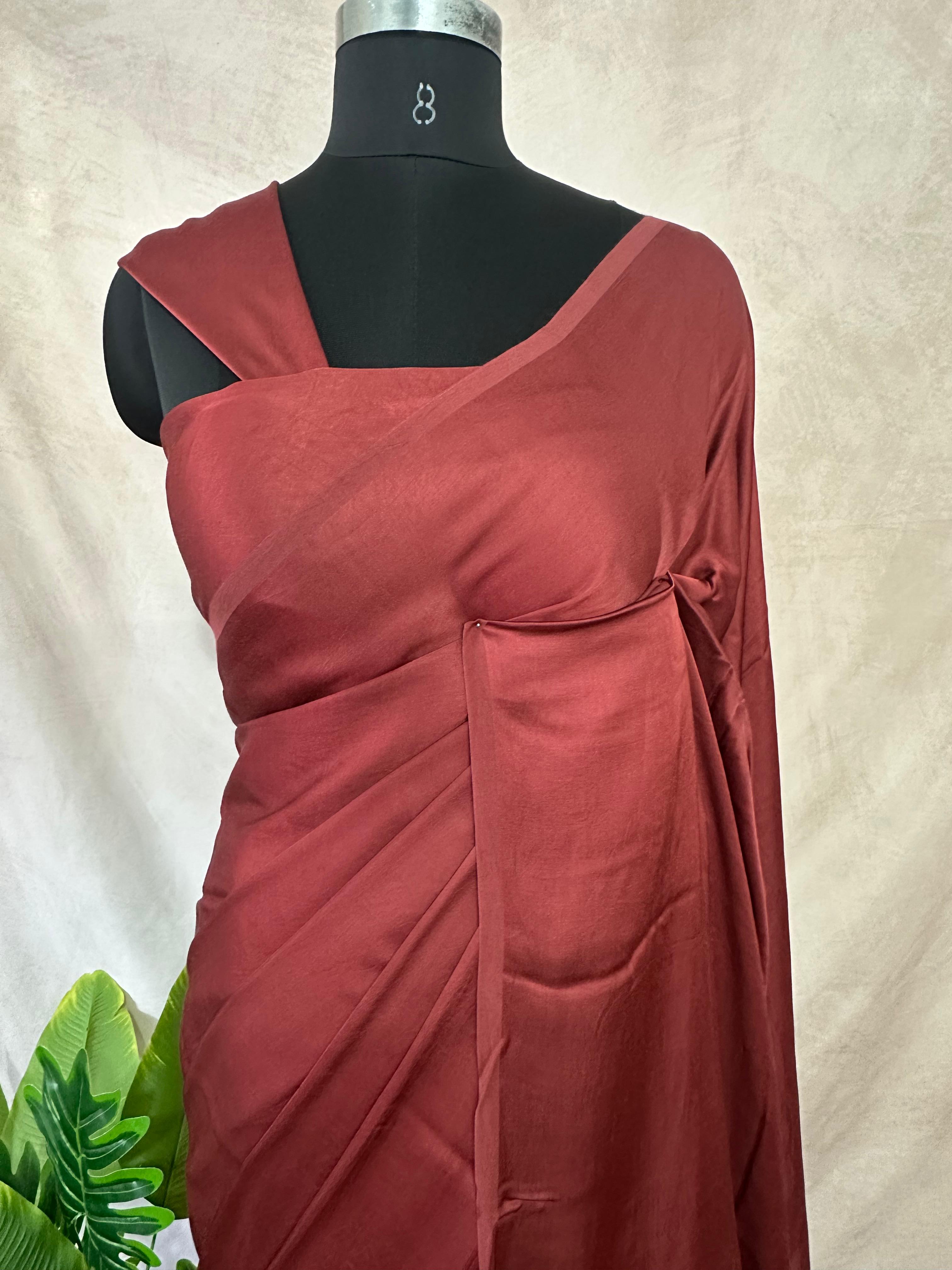 Maroon gajji silk saree with lagda patti pallu