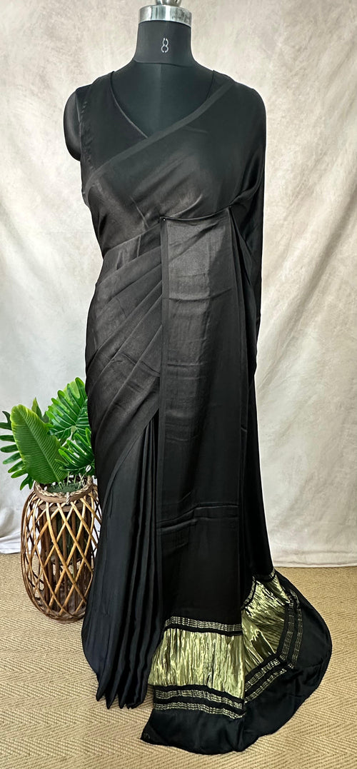Black gajji silk saree with lagda patti pallu