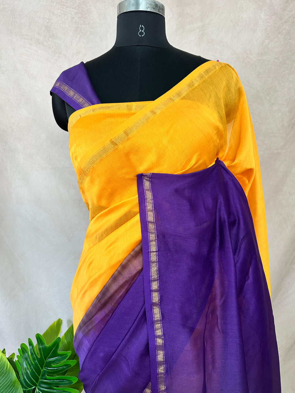 Chanderi cotton silk multi shaded saree, with BP
