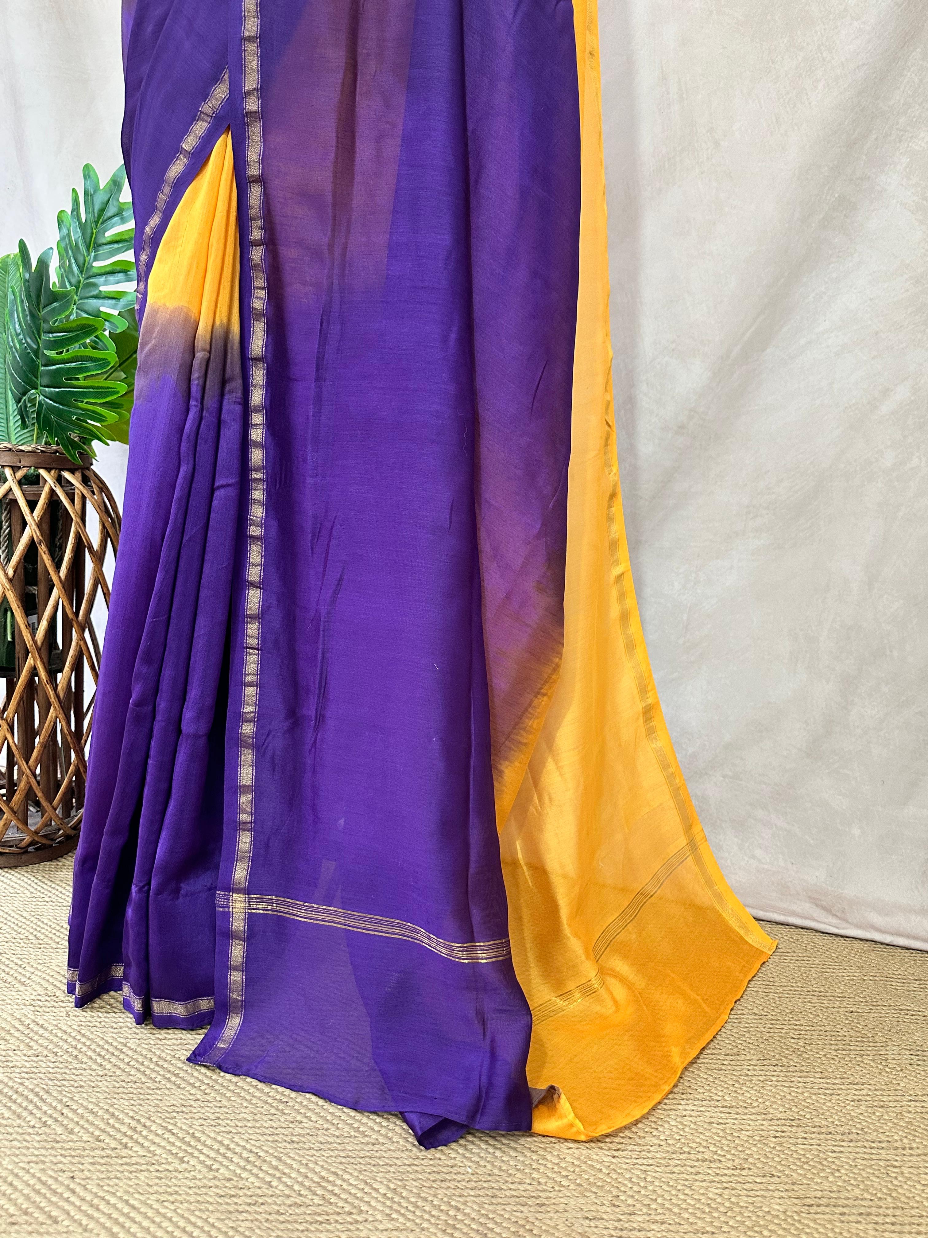 Chanderi cotton silk multi shaded saree, with BP
