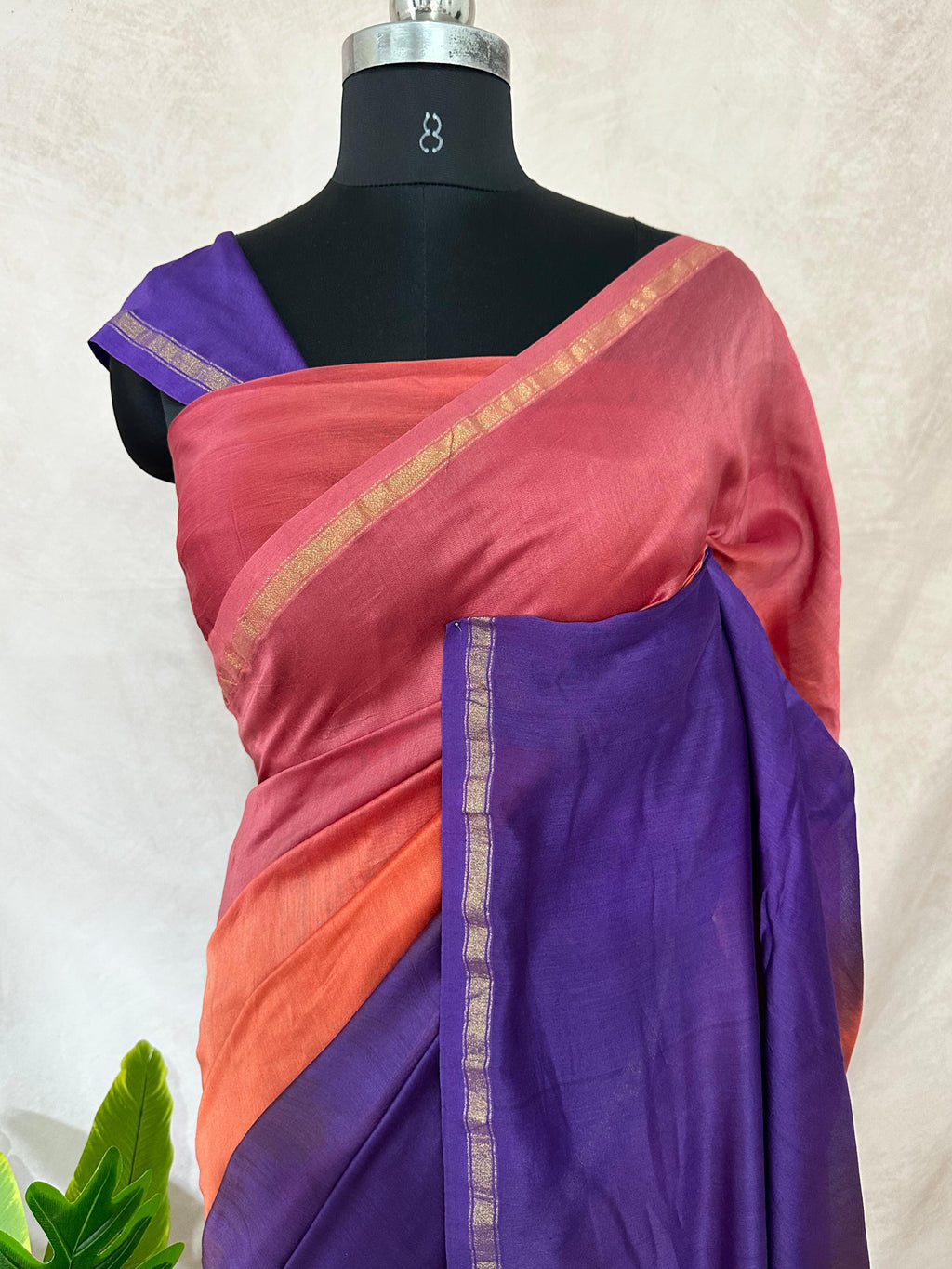 Chanderi cotton silk multi shaded saree, with BP
