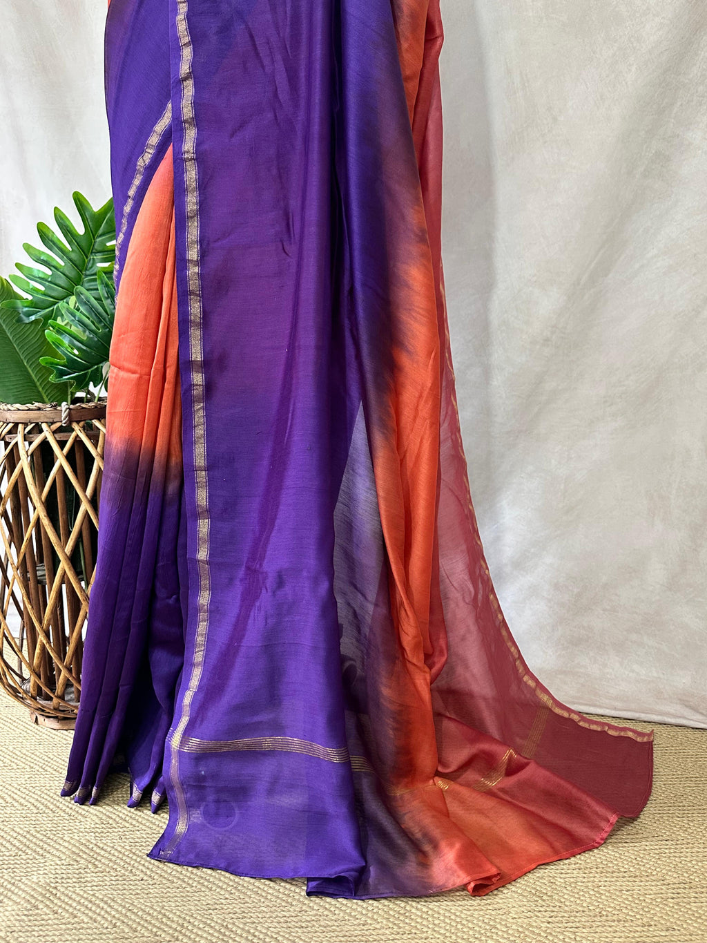 Chanderi cotton silk multi shaded saree, with BP