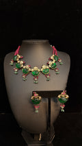 emrald stone designer necklace with earring
