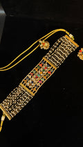 Multi color jadau kundan choker with earring