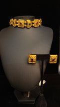 Choker with green and red kundan stone