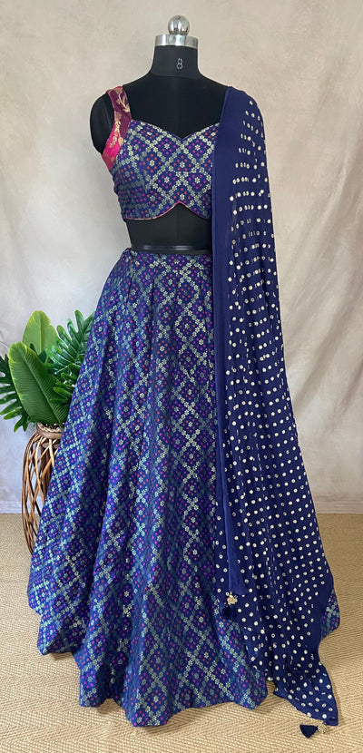 Navy blue banarsi lehanga