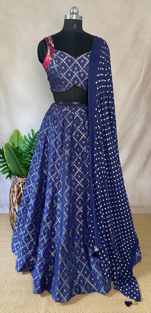 Navy blue banarsi lehanga