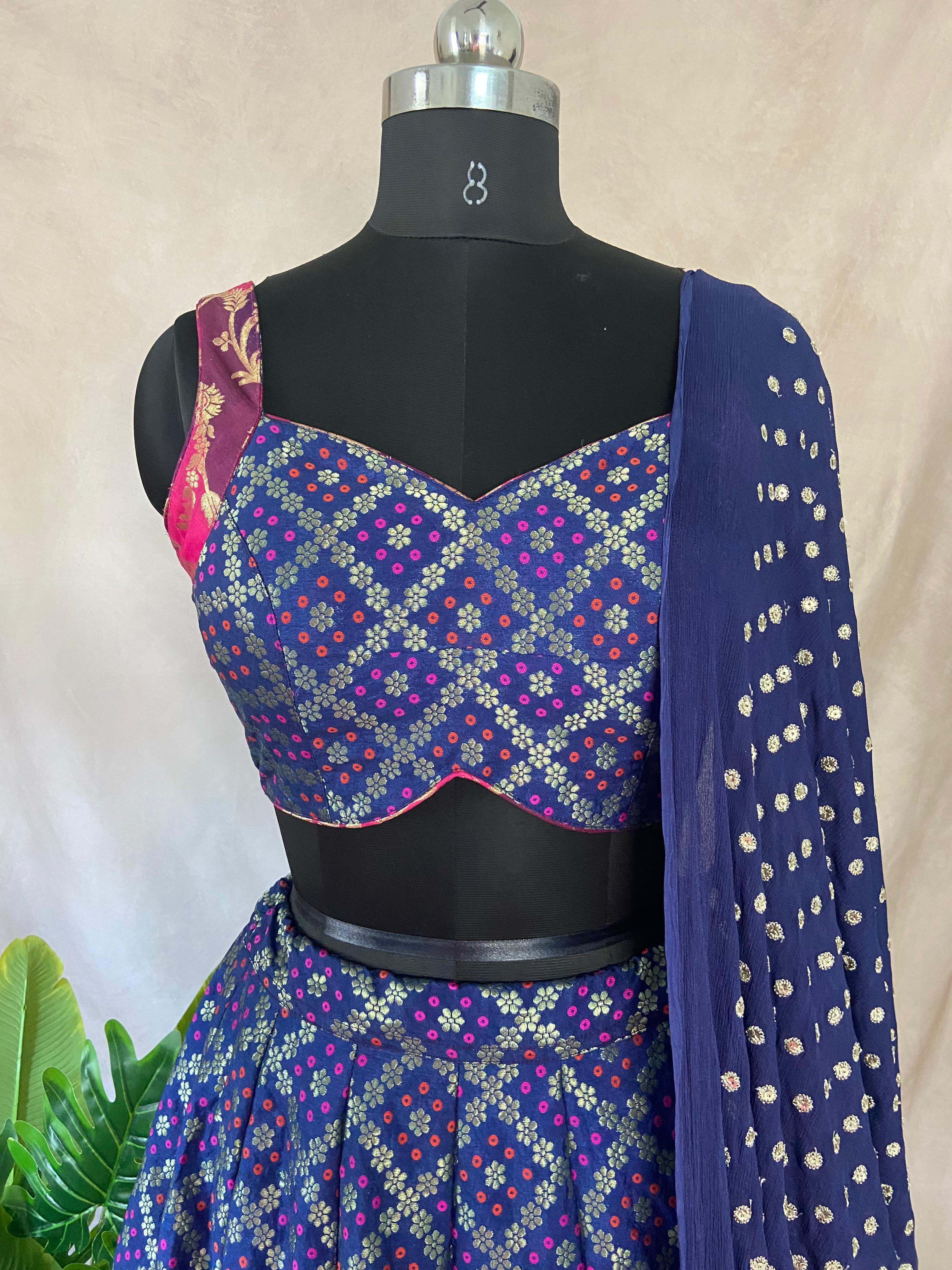 Navy blue banarsi lehanga