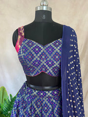 Navy blue banarsi lehanga