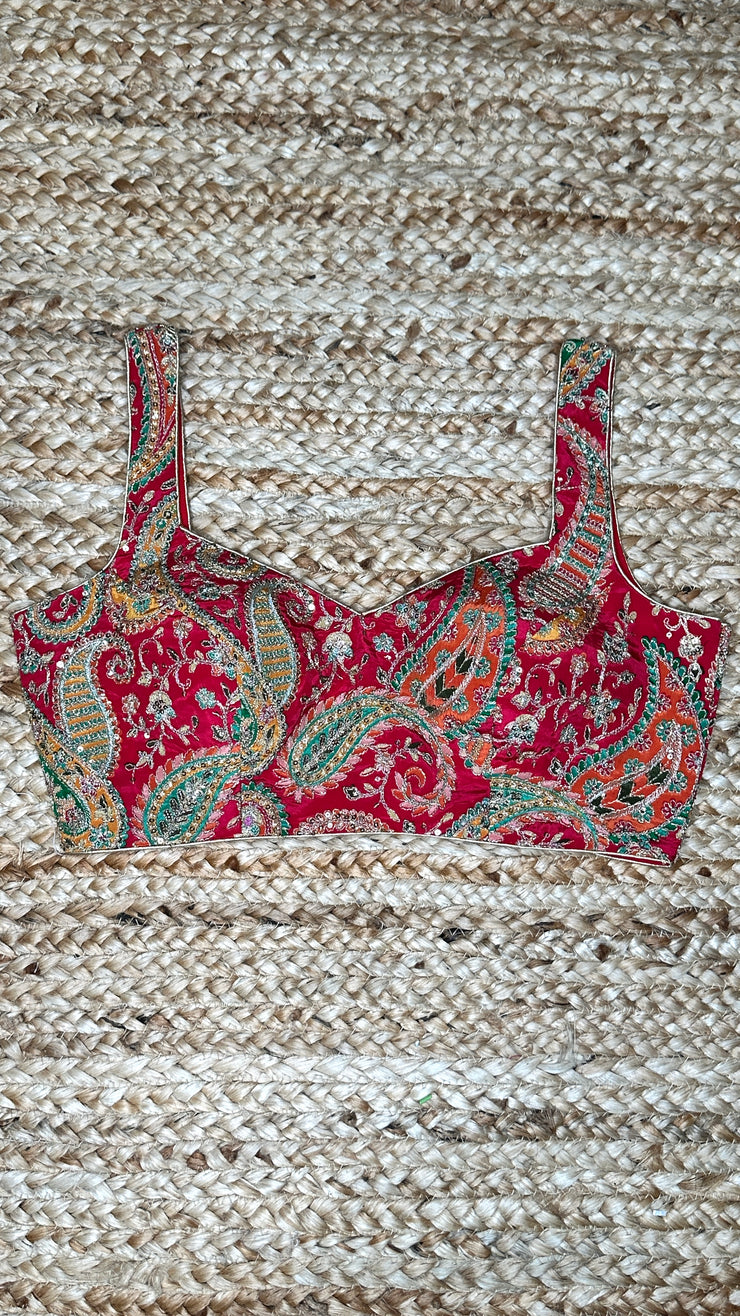 Red tissue silk blouse