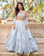Light blue Turkish organza lehanga