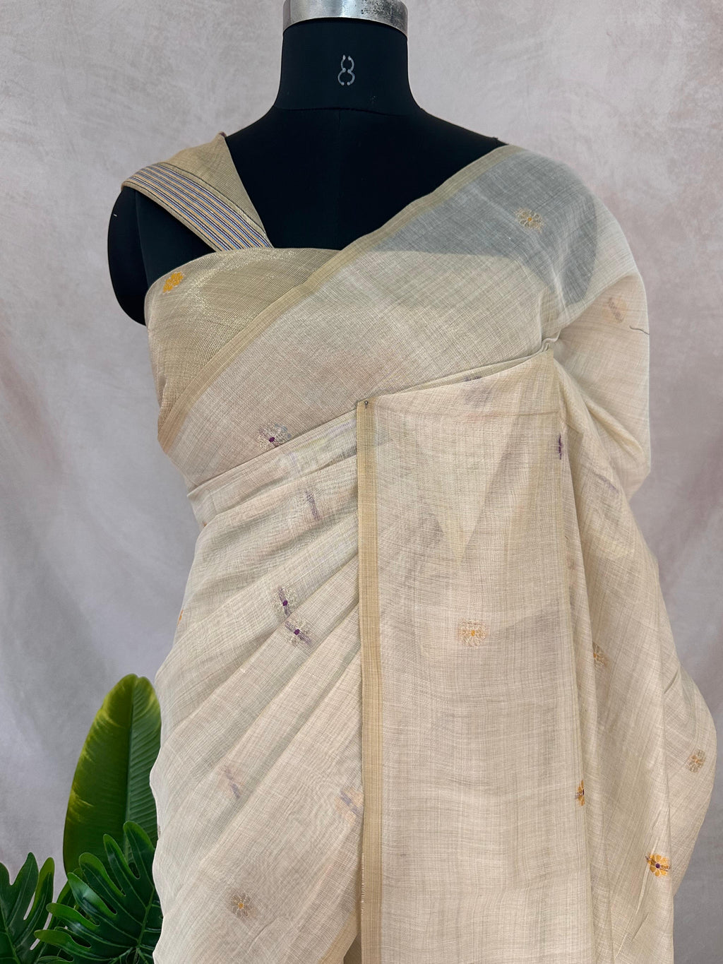 Chanderri cotton saree weaved pallu, no BP