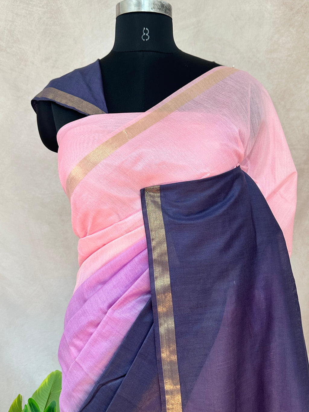 Chanderi cotton saree in ombre color