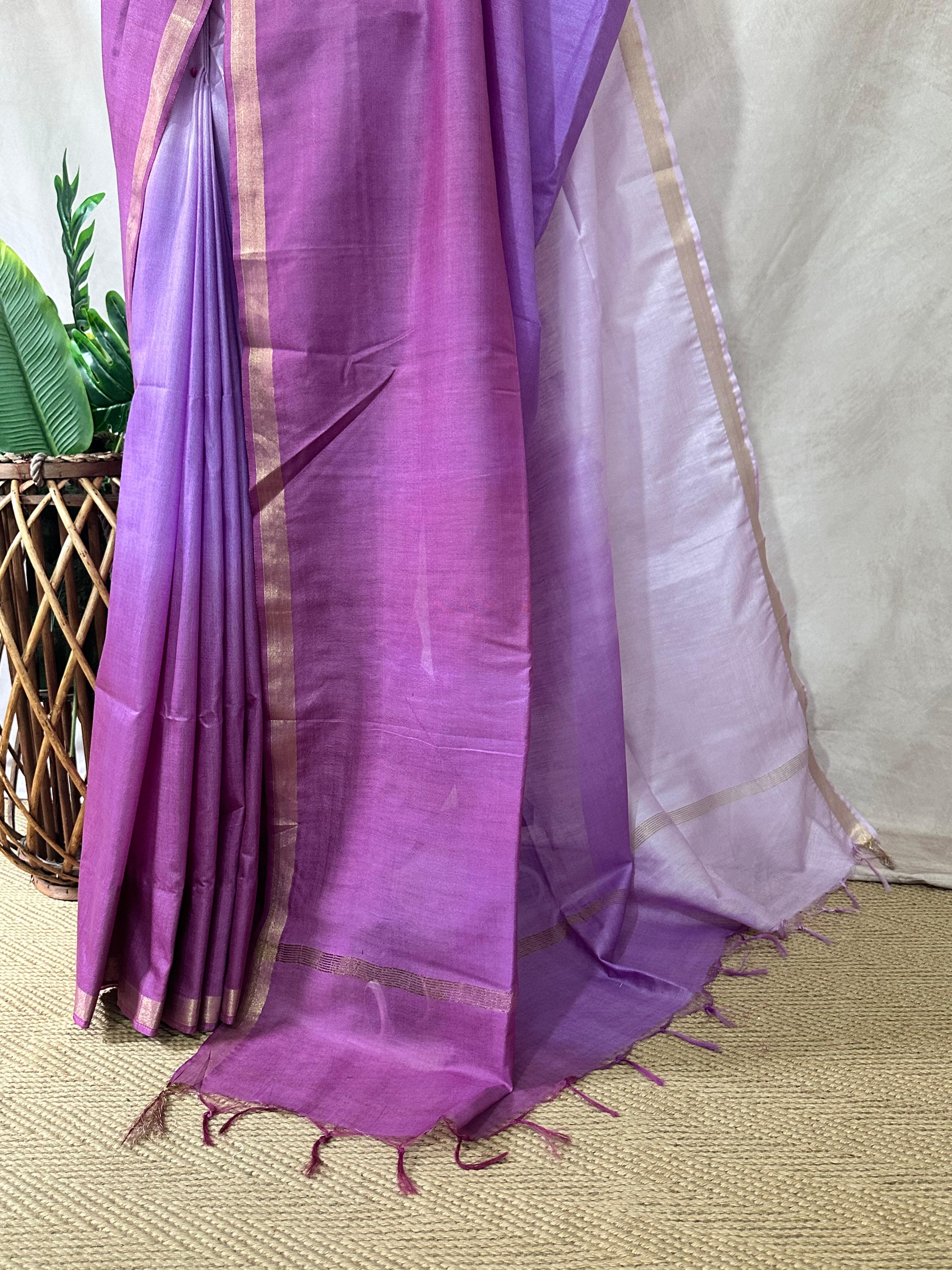 Chanderi cotton saree in ombre color
