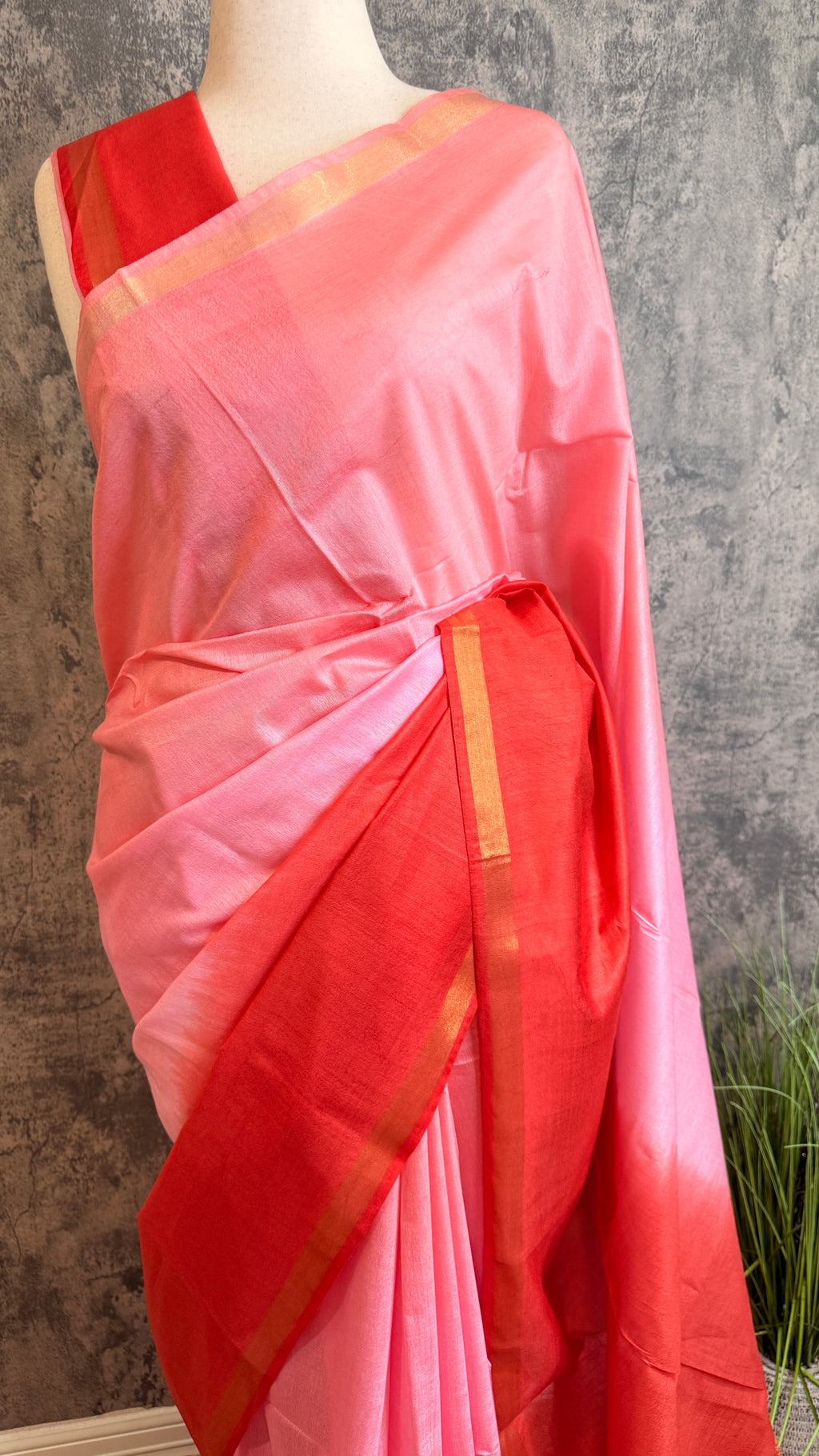 Chanderi cotton saree in ombre color