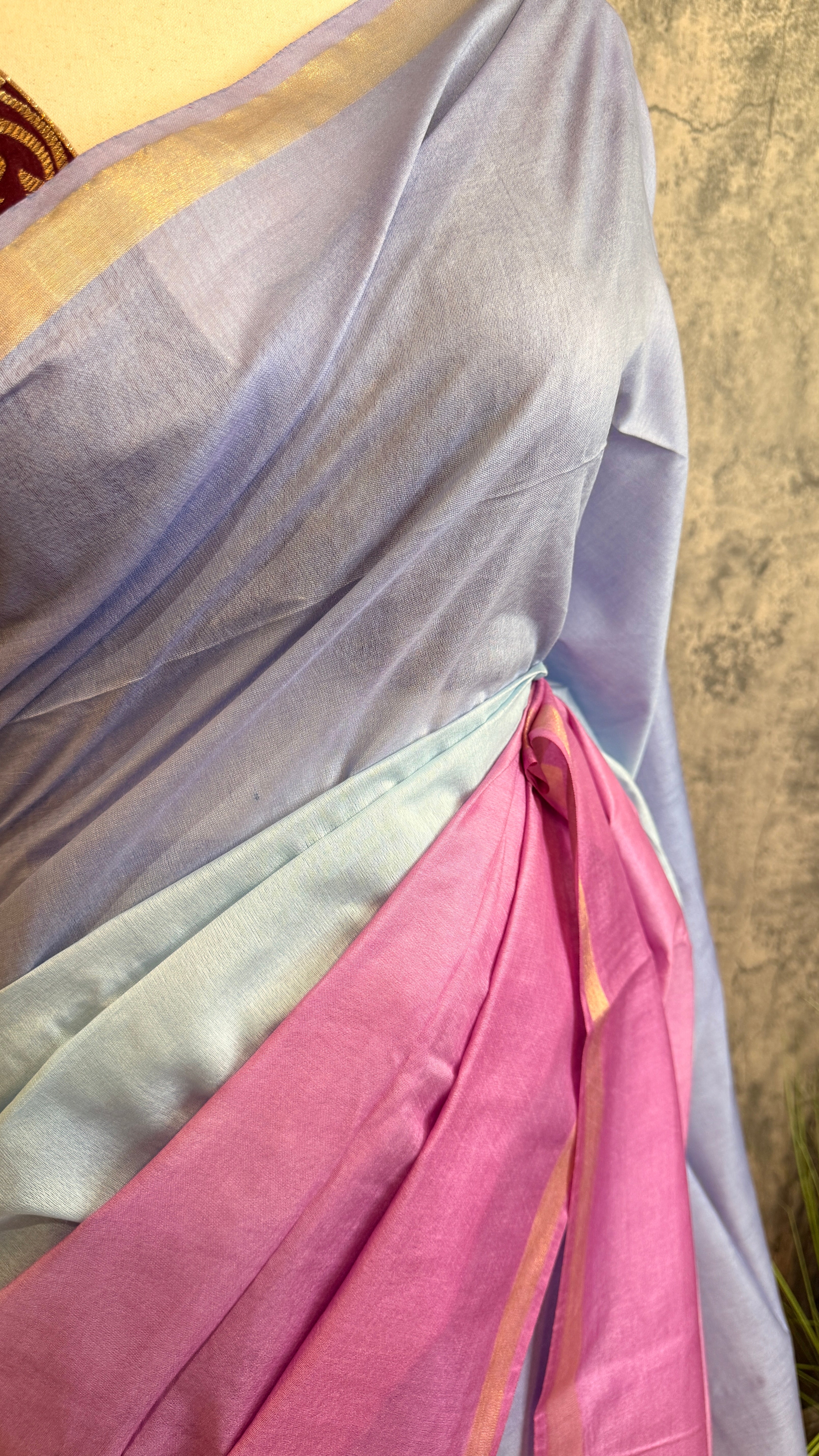 Chanderi cotton saree in ombre color