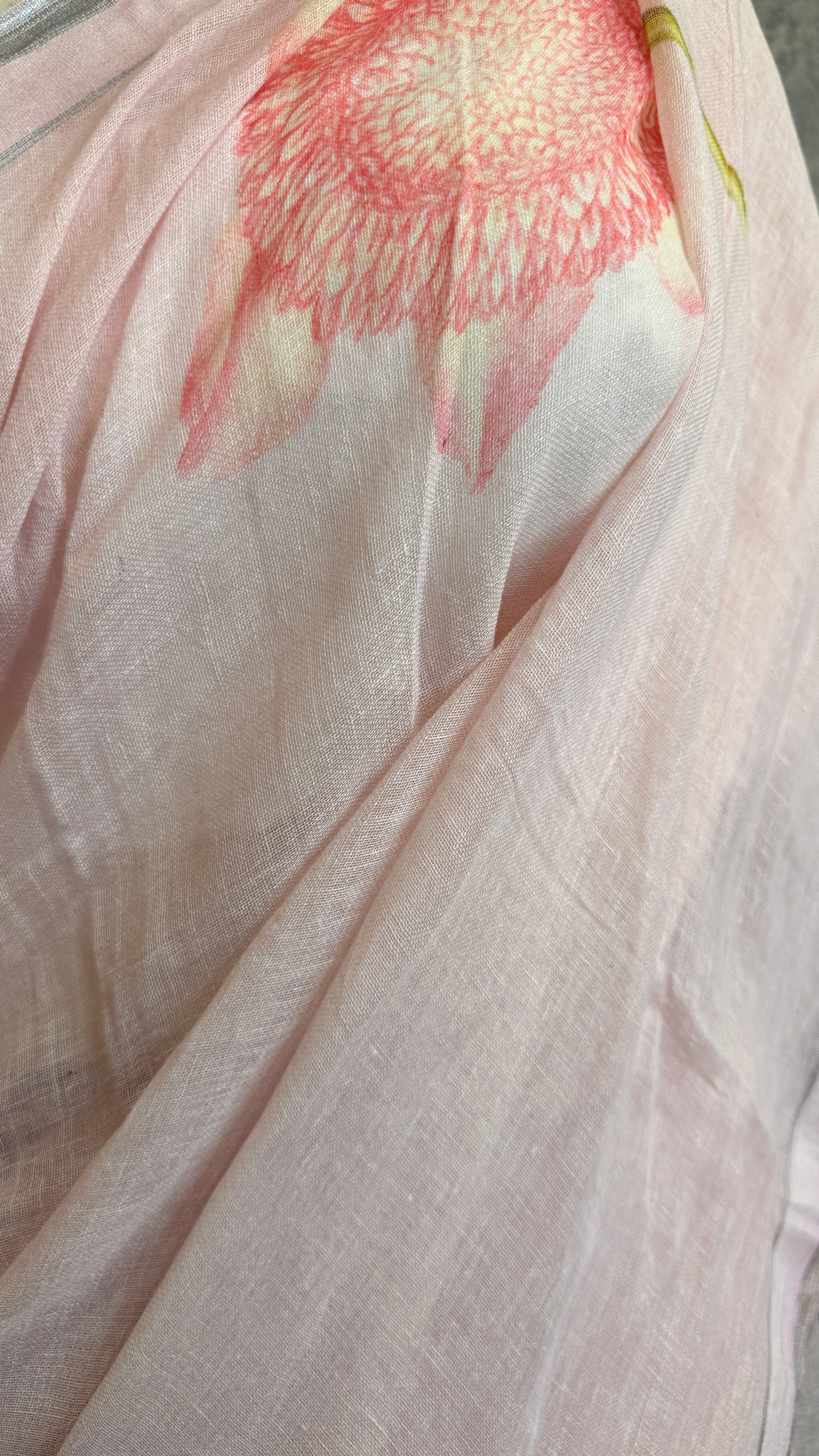 Linen floral digital Printed saree , with BP