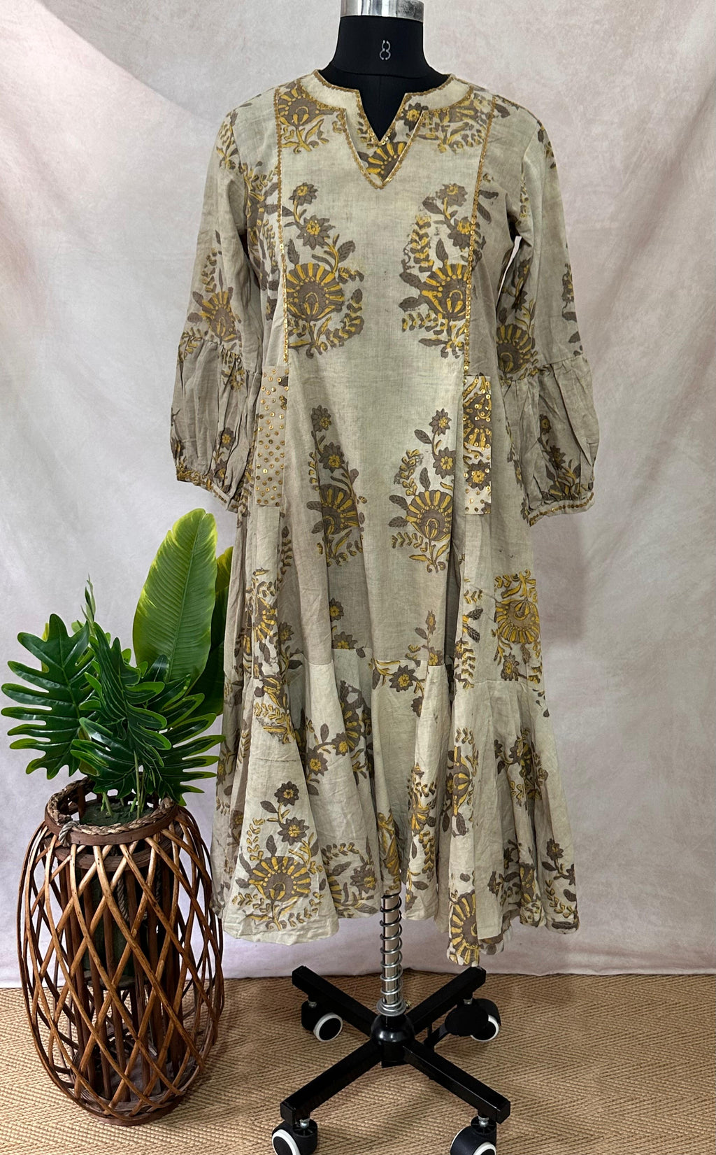 Hand blocked printed ajrakh Cotton dress