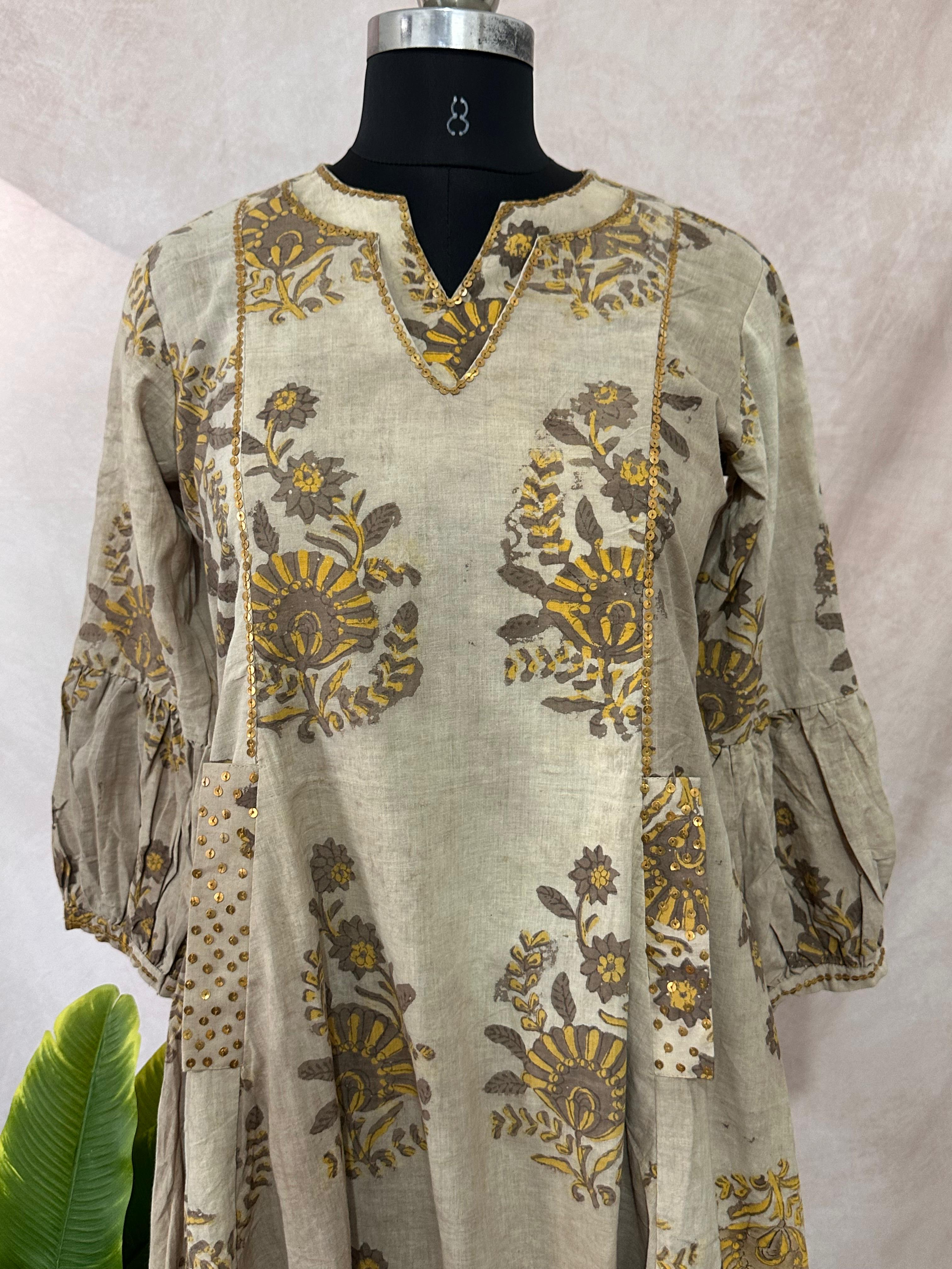 Hand blocked printed ajrakh Cotton dress